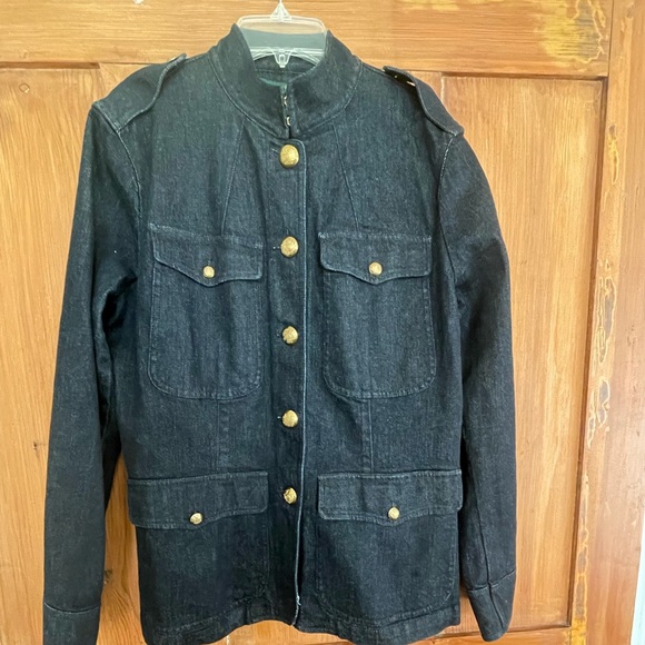 Ralph Lauren Jeans CO Navy Denim Military Jacket L - Picture 2 of 6